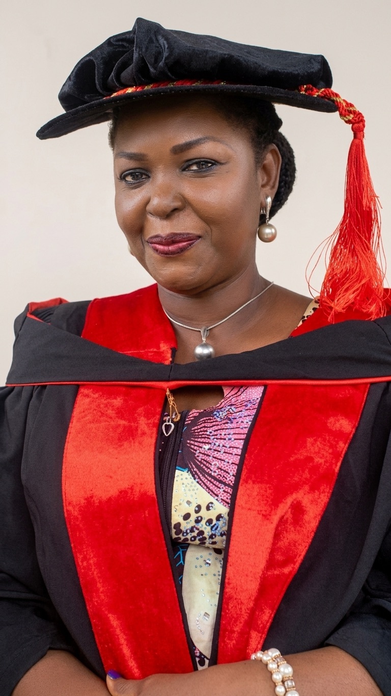 Lady Ngozi F. Manafa (PhD), Head of School, in academic regalia